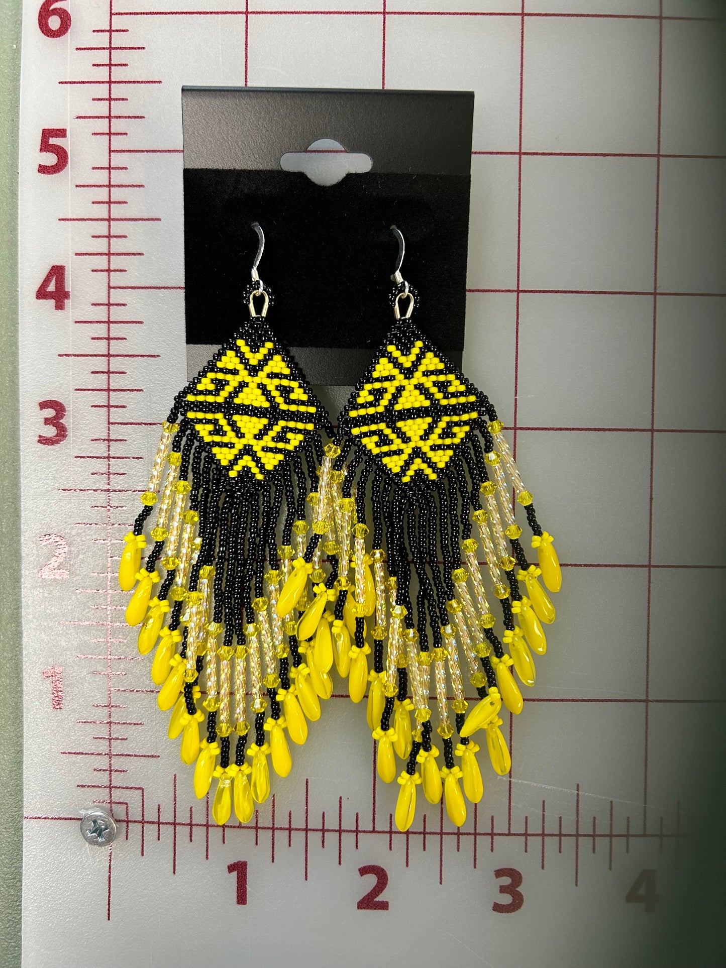 Diamond Design Earrings Yellow , Black & Gold