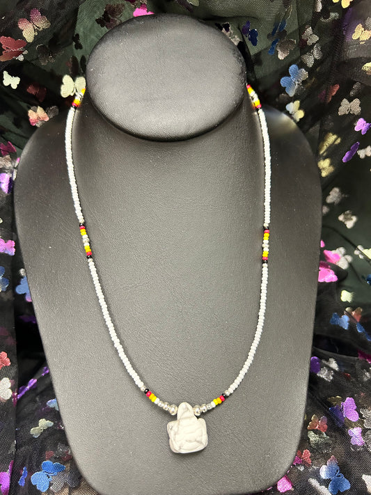 Beaded Necklace W/ Turtle White