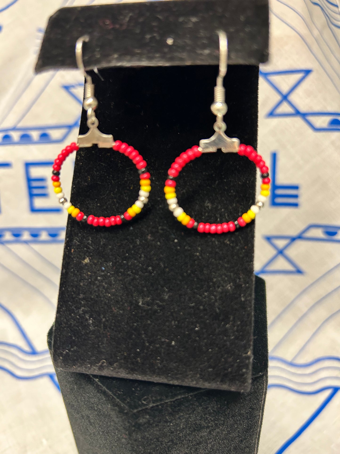 Beaded Hoops Small Fire Colors