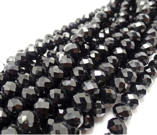 Glass Fire Polish Beads 8MM Black