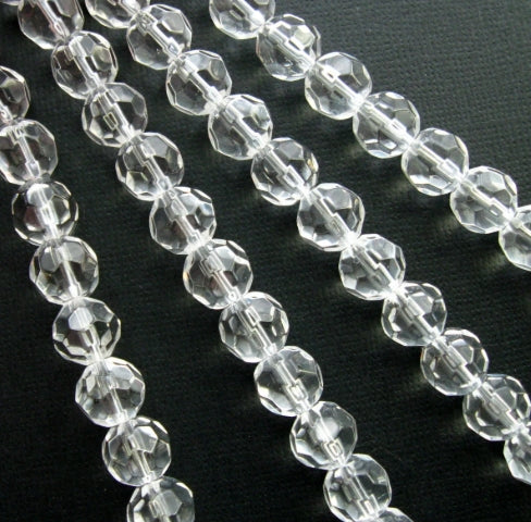 Glass Fire Polish Beads 8MM Crystal
