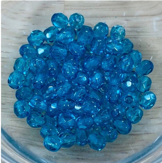 Glass Fire Polish Beads 8MM Turquoise