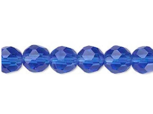Glass Fire Polish Beads 8MM Dk Blue