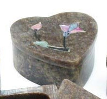 Inlayed Soapstone Ring Trinket Box 2" x 3"