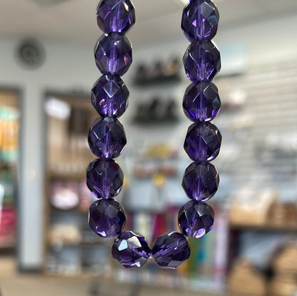 Tanzanite 8mm Czech Faceted Beads