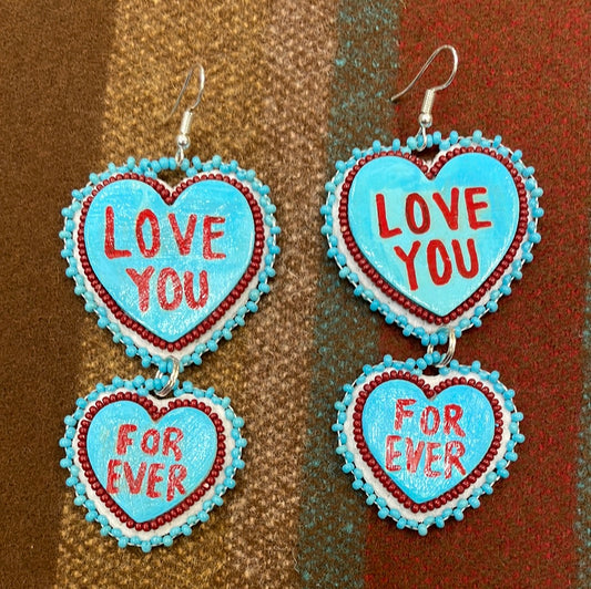 Beaded Love You Forever Heart Candy Earrings