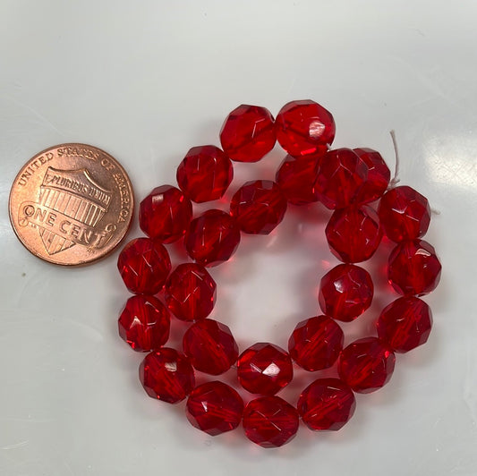 Ruby Red, 8mm Czech Faceted Beads