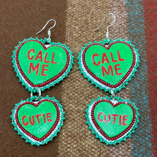 Call Me Cutie Beaded Candy Heart Earrings