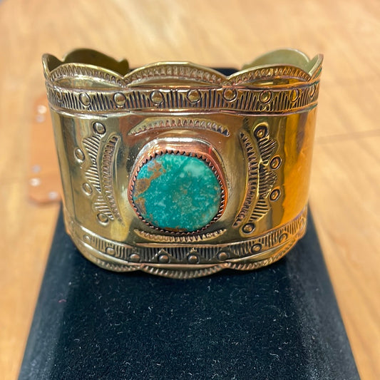 Brass Bracelet with Turquoise Stone