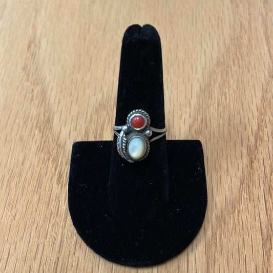 Coral and Mother of Pearl Ring