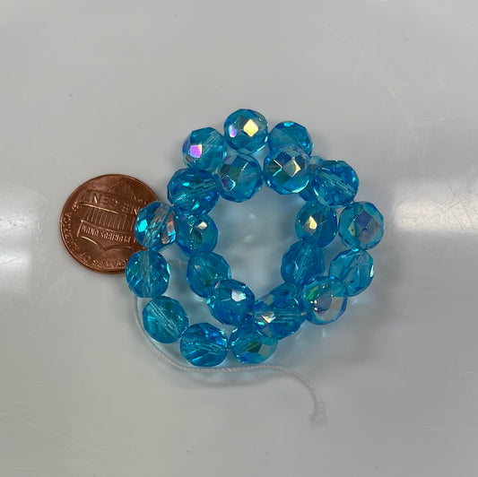 Aqua Blue AB Czech Faceted Beads