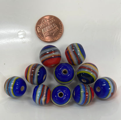 Red & Blue Teton Stripe Round Bead