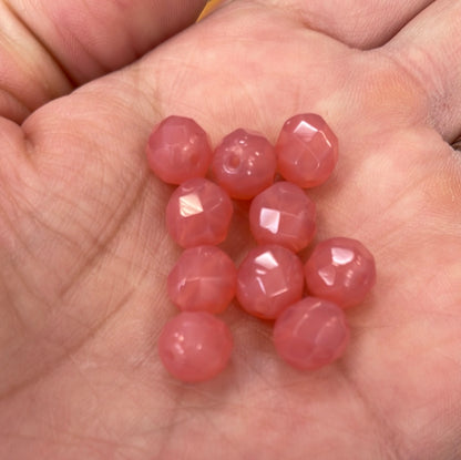 Rose Opal 8mm Czech Faceted Beads