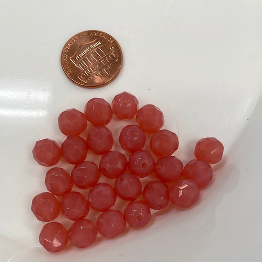 Rose Opal 8mm Czech Faceted Beads