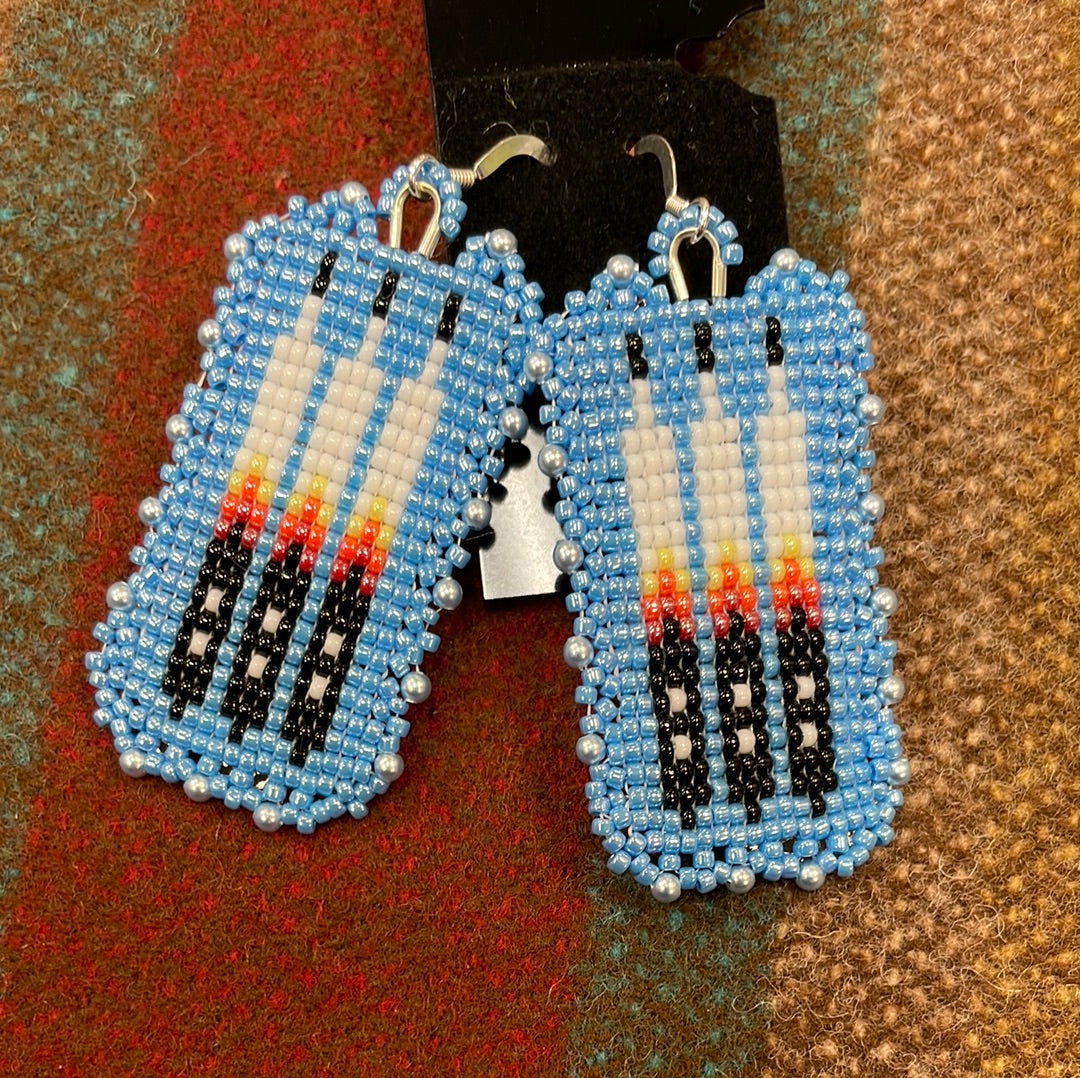 Turquoise Feather Loom Bead Earrings