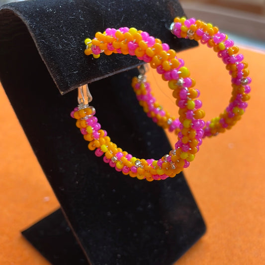 Small Pink/Orange Hoop Earrings