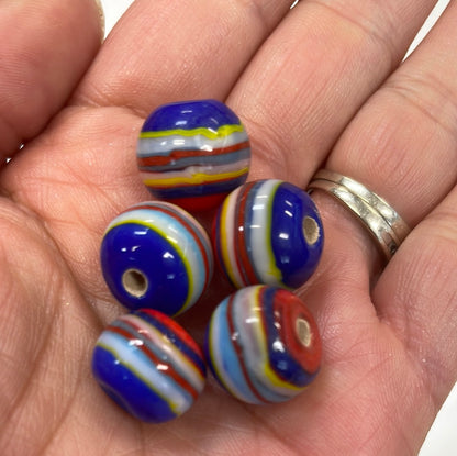 Red & Blue Teton Stripe Round Bead