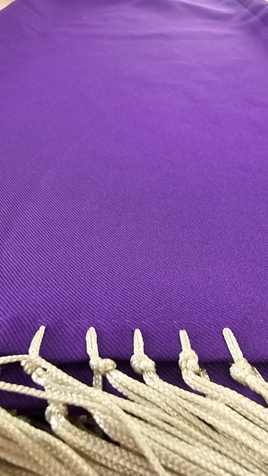 Shawl Adult XL Purple Lt Silver Fringe