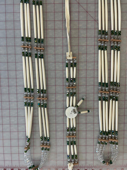 Green Mens Bandolier Cross Beads