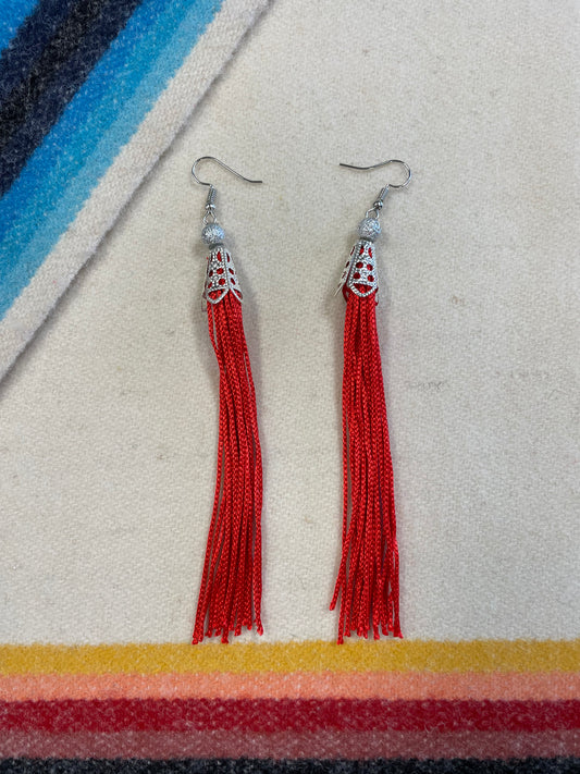 Red Shawl Fringe Earrings