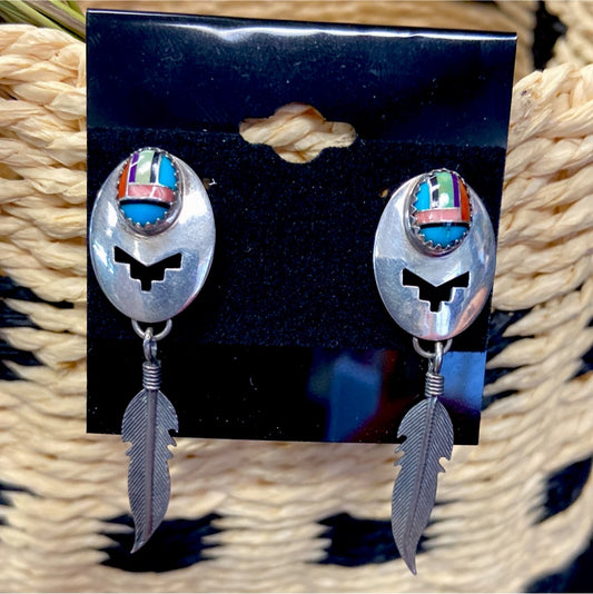 Sterling Silver Zuni Inlay Earrings