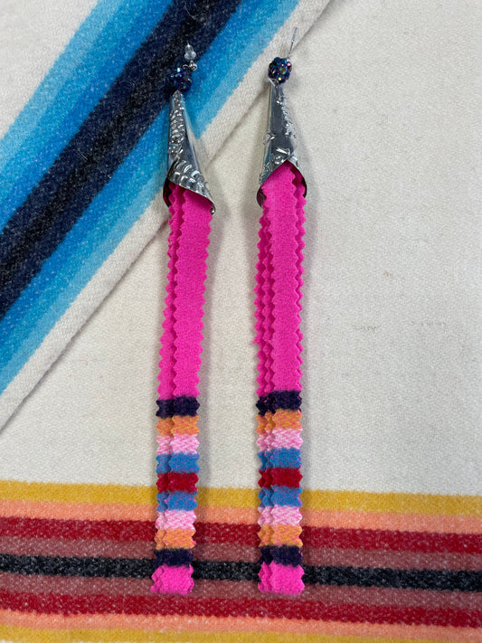 Hot Pink Broadcloth Strip Earrings