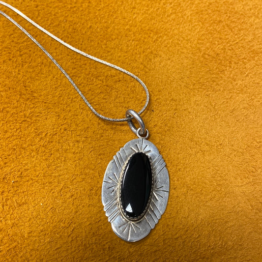 Pendant black onyx and Sterling