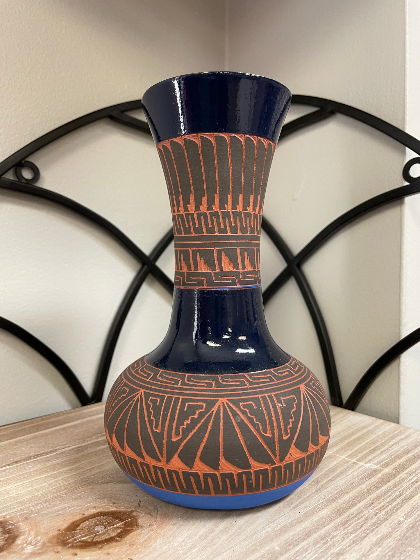Pottery Vase Blue Terracotta