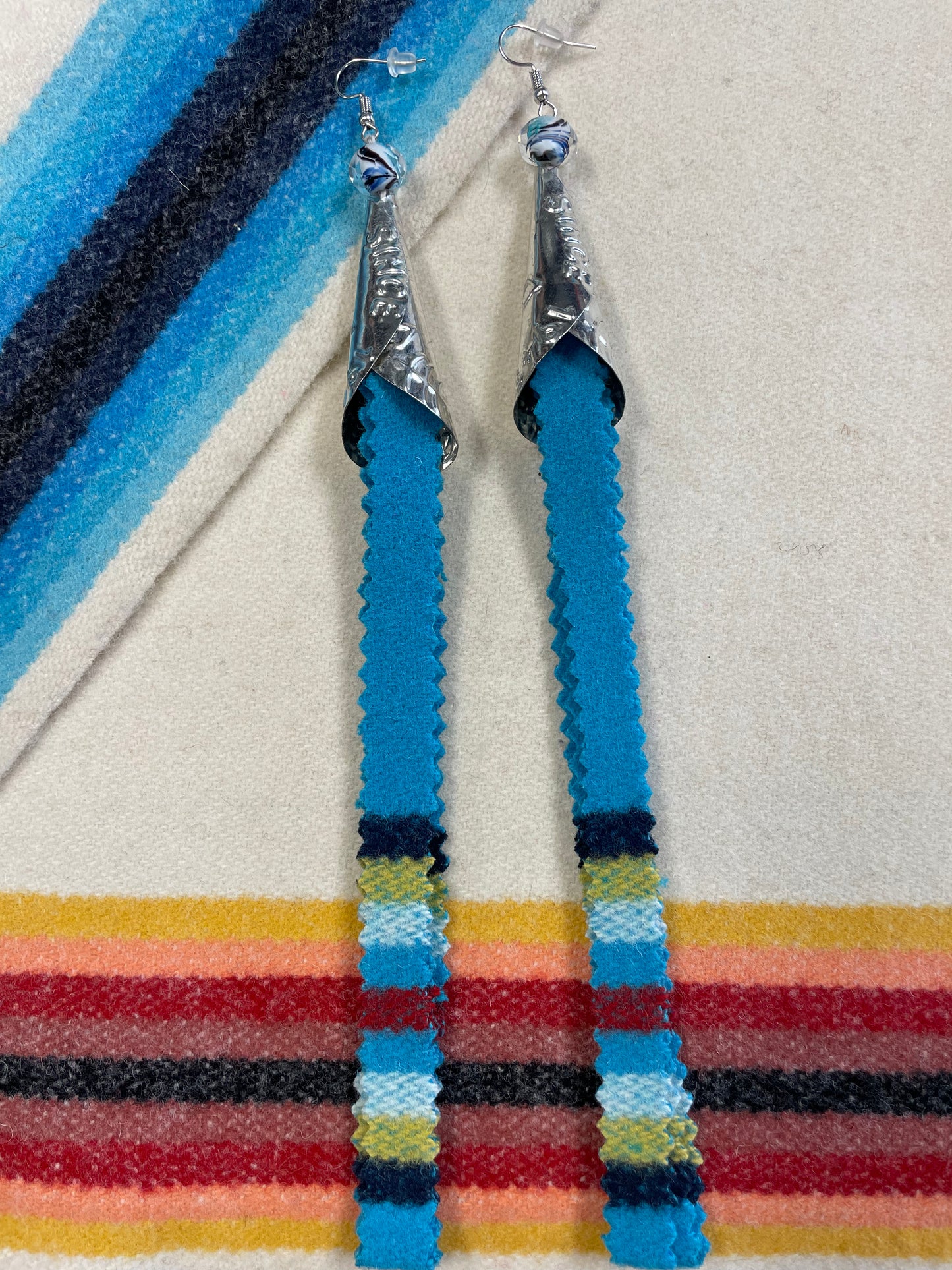Turquoise Broadcloth Strip Earrings